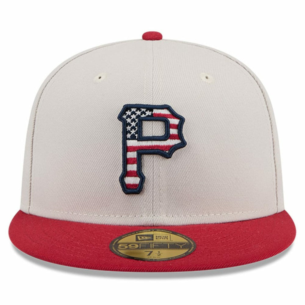 Pittsburgh Pirates 2024 Fourth of July 59FIFTY Fitted Hat - Khaki/Red | New Era
