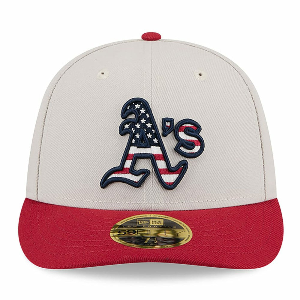 Athletics 2024 Fourth of July Low Profile 59FIFTY Fitted Hat - Khaki/Red | New Era