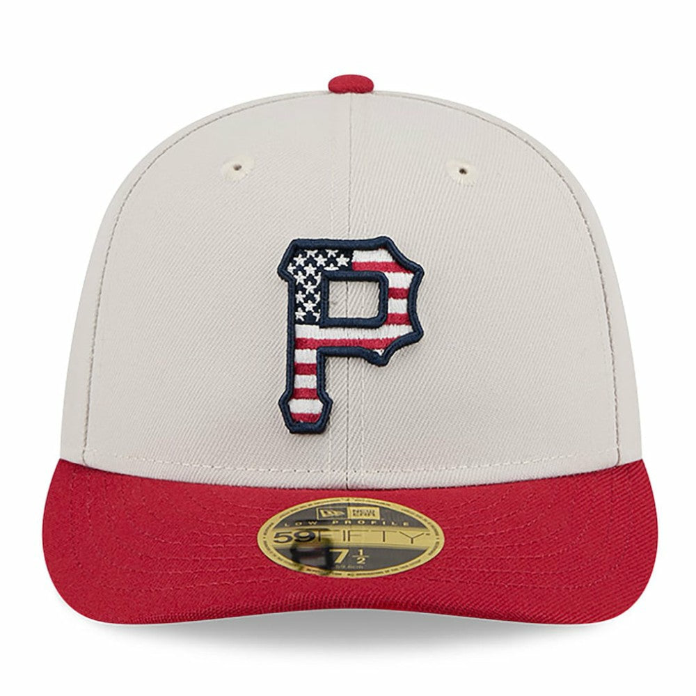 Pittsburgh Pirates 2024 Fourth of July Low Profile 59FIFTY Fitted Hat - Khaki/Red | New Era