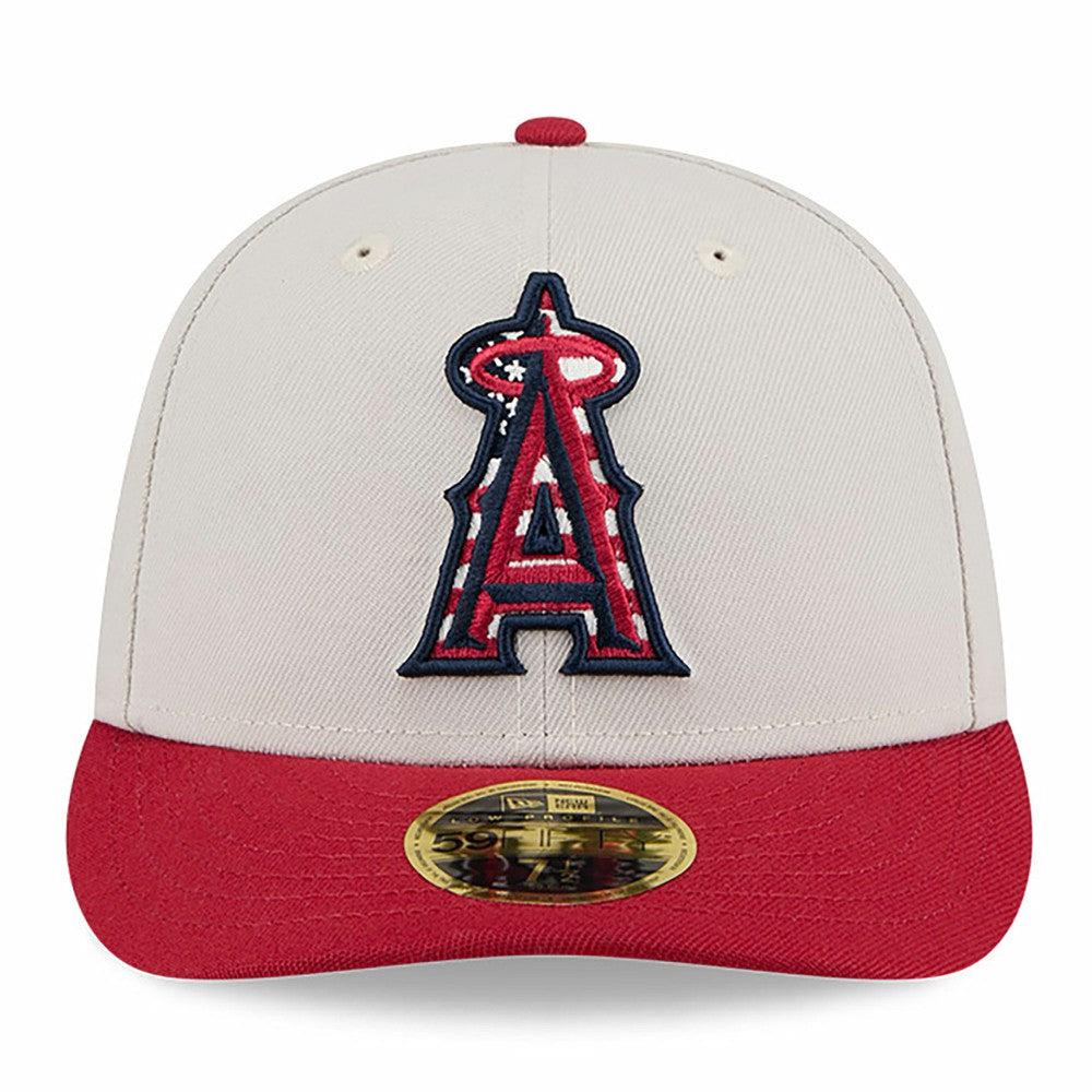 Los Angeles Angels 2024 Fourth of July Low Profile 59FIFTY Fitted Hat - Khaki/Red | New Era