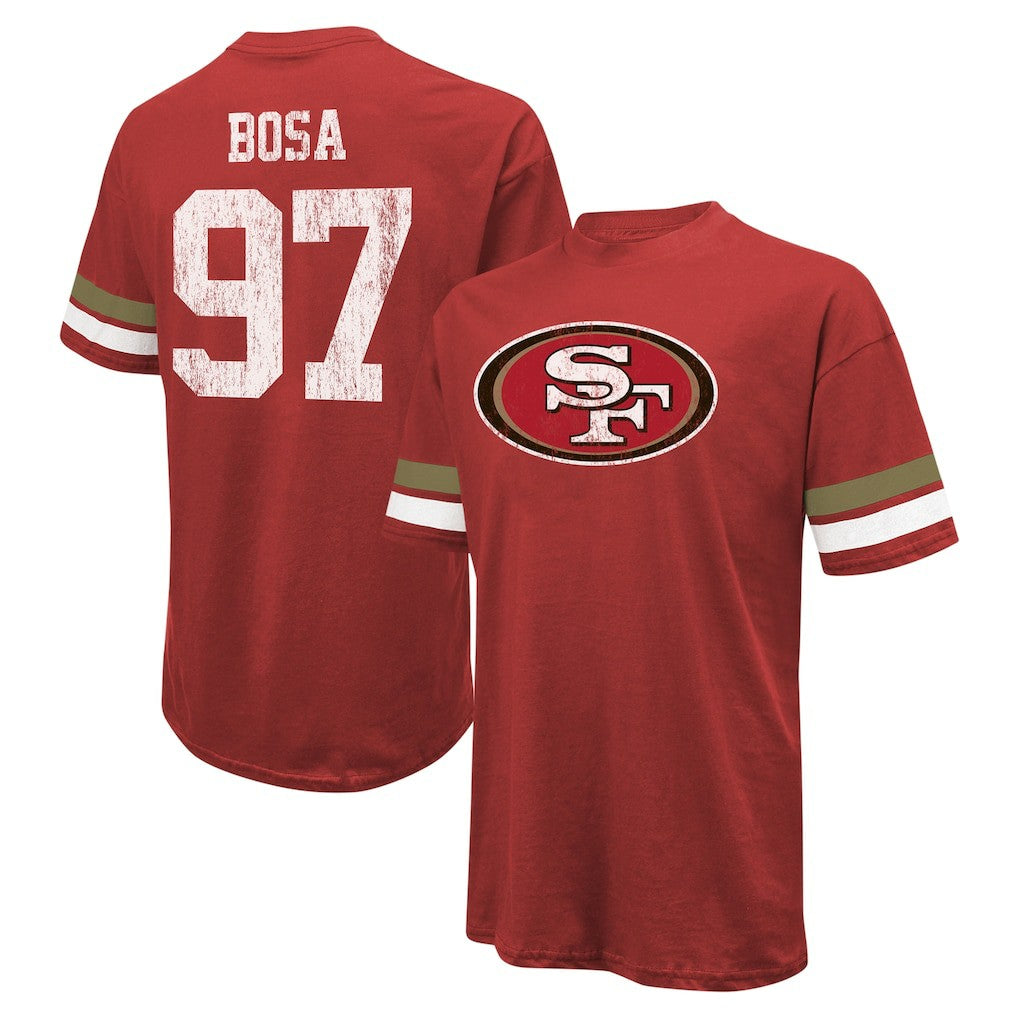 Nick Bosa San Francisco 49ers Majestic Threads Name & Number Oversized Fit T-Shirt - Scarlet cheap