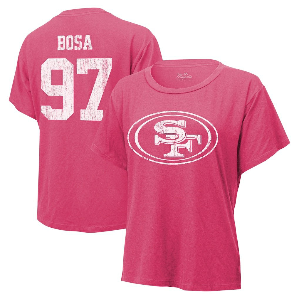 Nick Bosa San Francisco 49ers Majestic Threads Women's Name & Number T-Shirt - Pink online