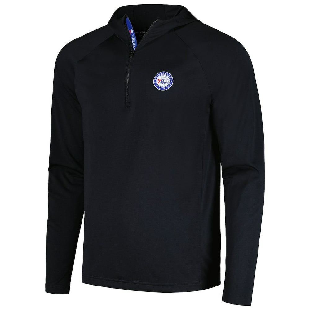 Philadelphia 76ers Levelwear Zander Hoodie Raglan Quarter-Zip Top - Black discount