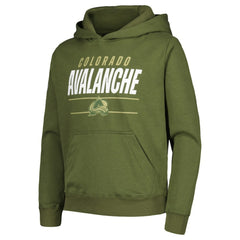Colorado Avalanche Levelwear Youth Podium Fleece Pullover Hoodie Olive