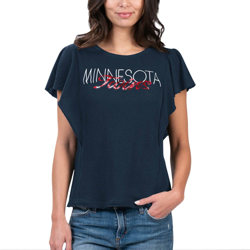 Minnesota Twins G-III 4Her by Carl Banks Women's Crowd Wave T-Shirt - Navy