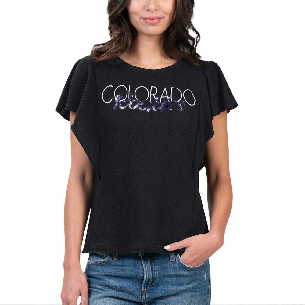 Colorado Rockies G-III 4Her by Carl Banks Women's Crowd Wave T-Shirt - Black