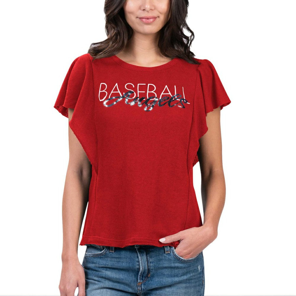 Los Angeles Angels G-III 4Her by Carl Banks Women's Crowd Wave T-Shirt - Red
