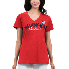 Washington Nationals G-III 4Her by Carl Banks Women's Key Move V-Neck T-Shirt - Red