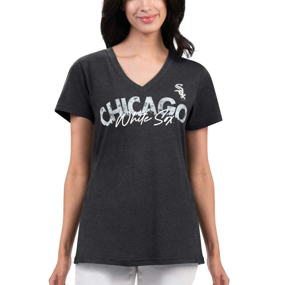 Chicago White Sox G-III 4Her by Carl Banks Women's Key Move V-Neck T-Shirt - Black