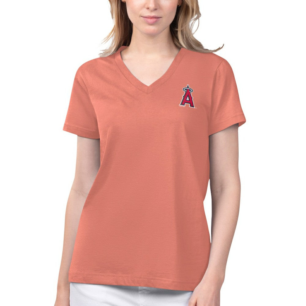 Los Angeles Angels Margaritaville Women's Game Time V-Neck T-Shirt - Coral