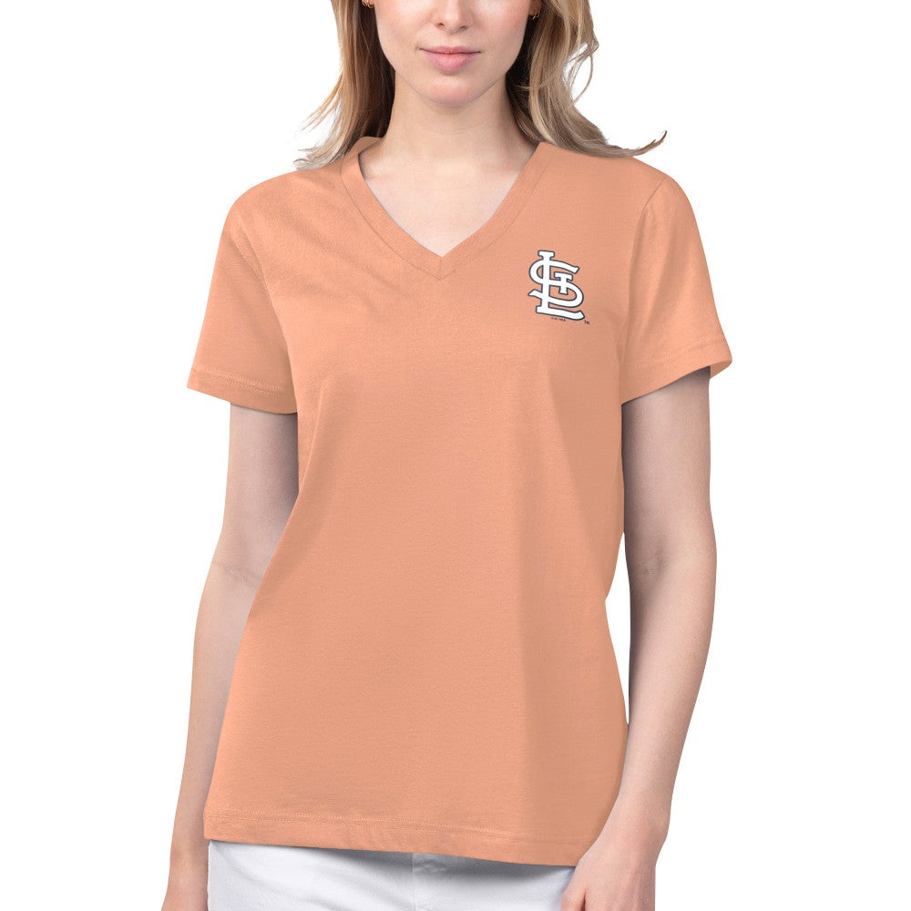 St. Louis Cardinals Margaritaville Women's Game Time V-Neck T-Shirt - Coral