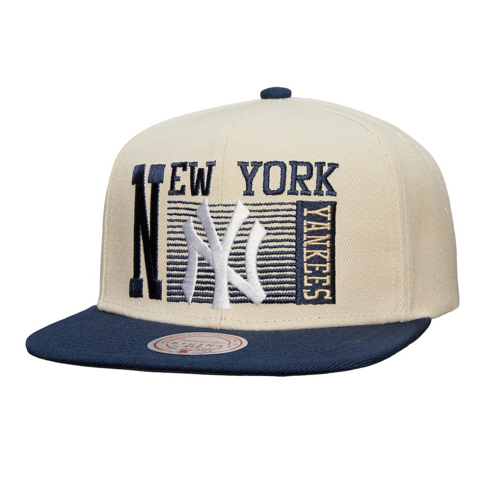 New York Yankees Cooperstown Collection Speed Zone Snapback Hat - Cream | Mitchell & Ness