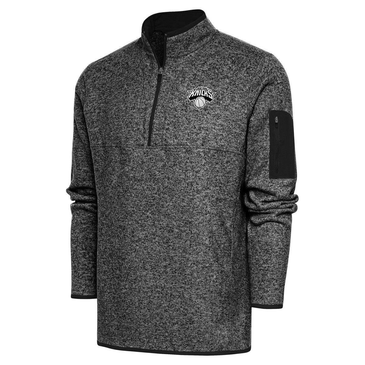 New York Knicks Antigua Metallic Logo Fortune Quarter-Zip Jacket - Heather Black outlet