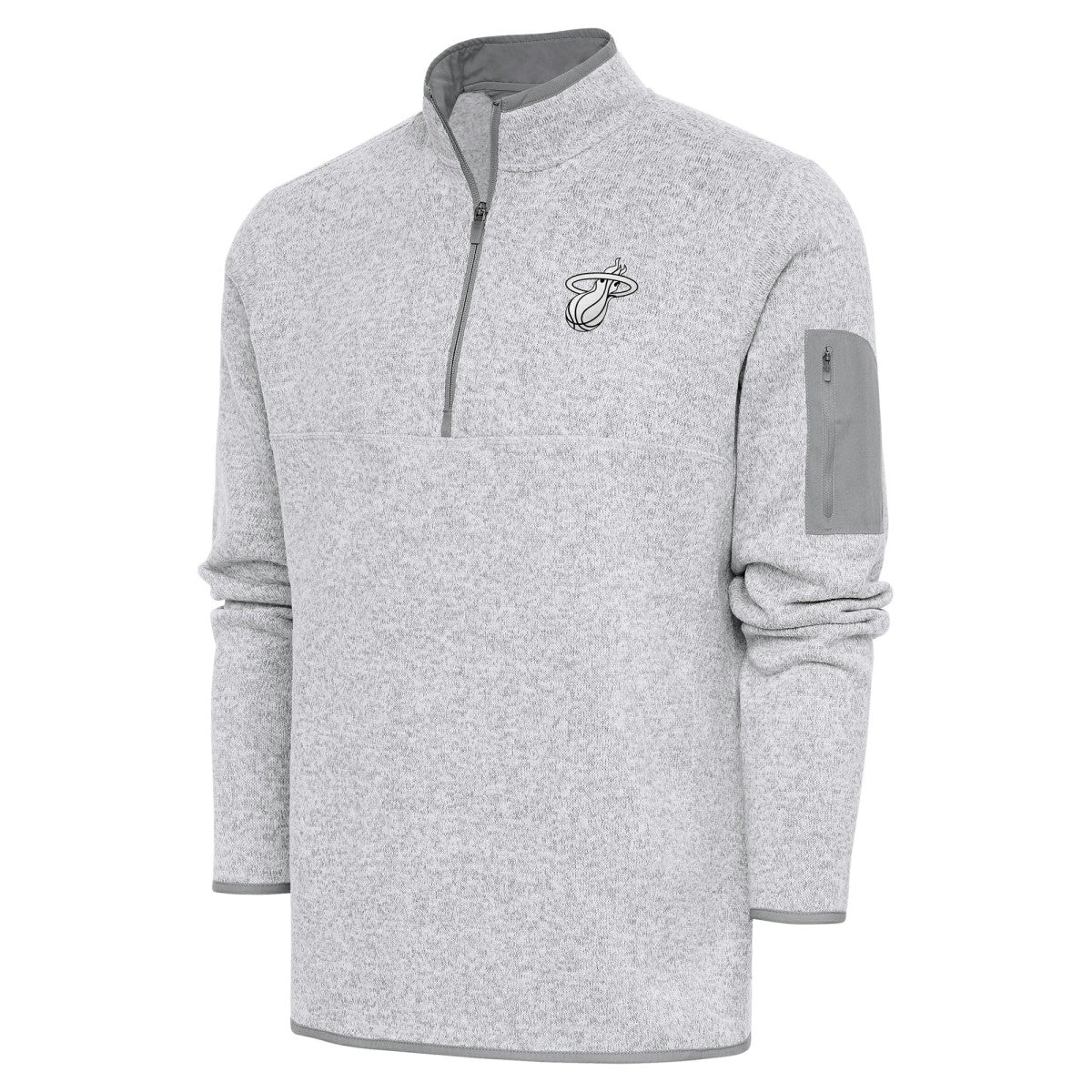 Miami Heat Antigua Metallic Logo Fortune Quarter-Zip Jacket - Heather Gray cheap