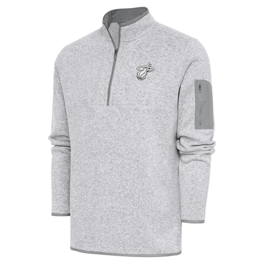 Miami Heat Antigua Metallic Logo Fortune Quarter-Zip Jacket - Heather Gray cheap
