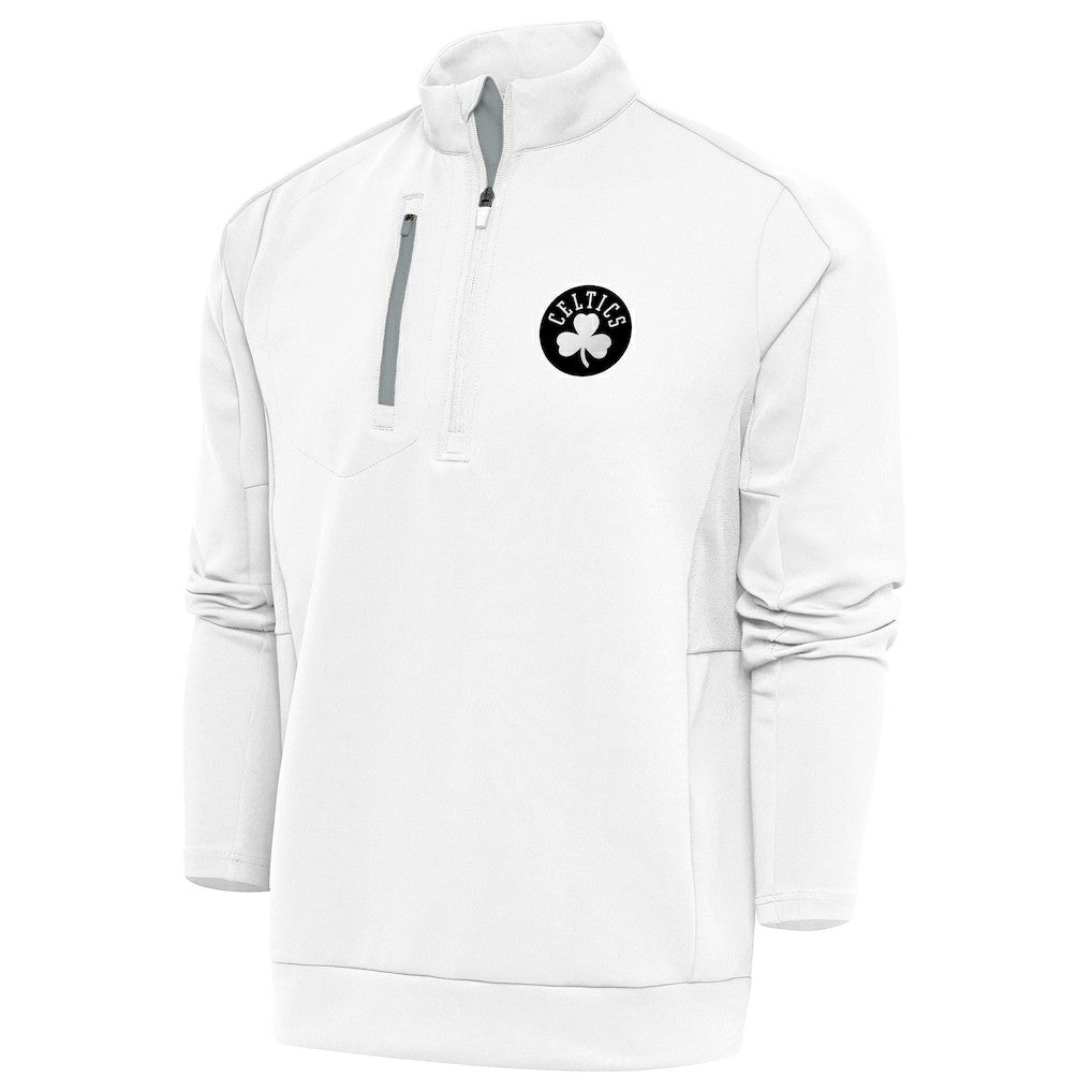 Boston Celtics Antigua Metallic Logo Generation Quarter-Zip Top - White for sale