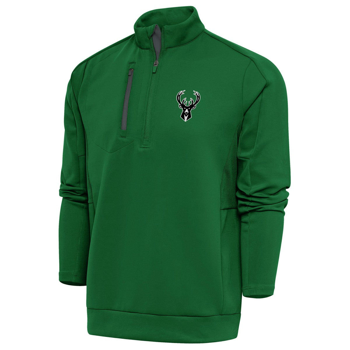 Milwaukee Bucks Antigua Metallic Logo Generation Quarter-Zip Top - Hunter Green discount