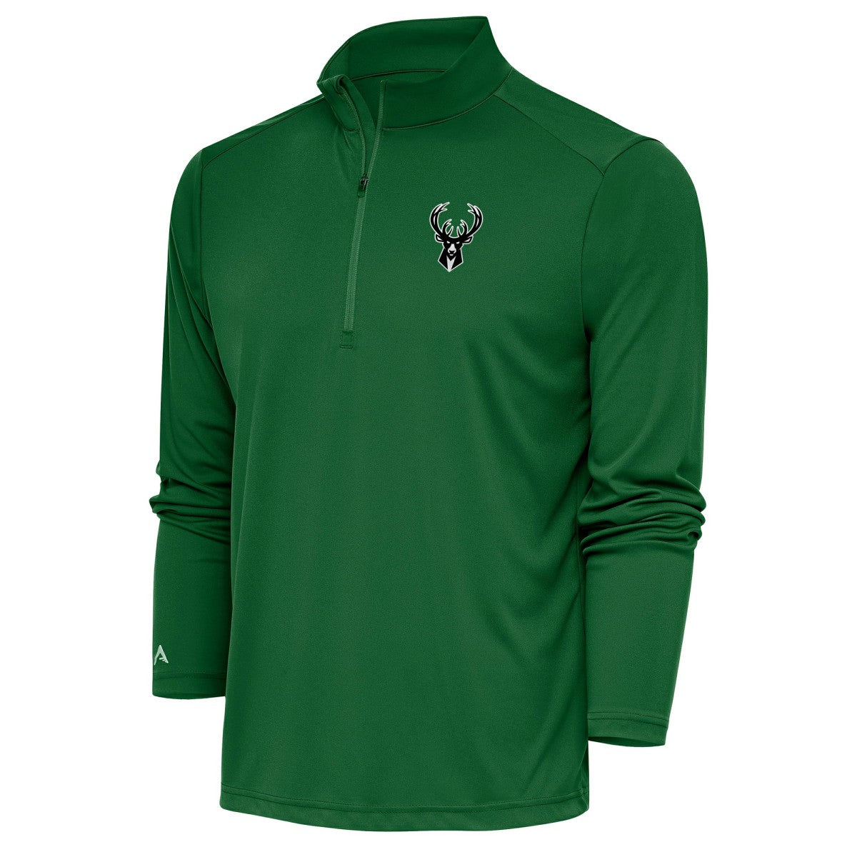 Milwaukee Bucks Antigua Metallic Logo Tribute Quarter-Zip Top - Hunter Green online