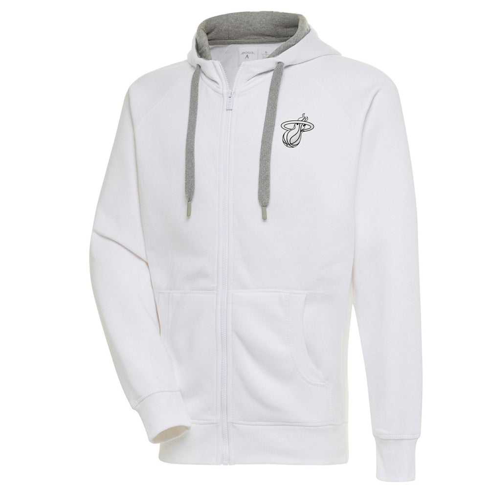 Miami Heat Antigua Metallic Logo Victory Raglan Full-Zip Hoodie - White for sale