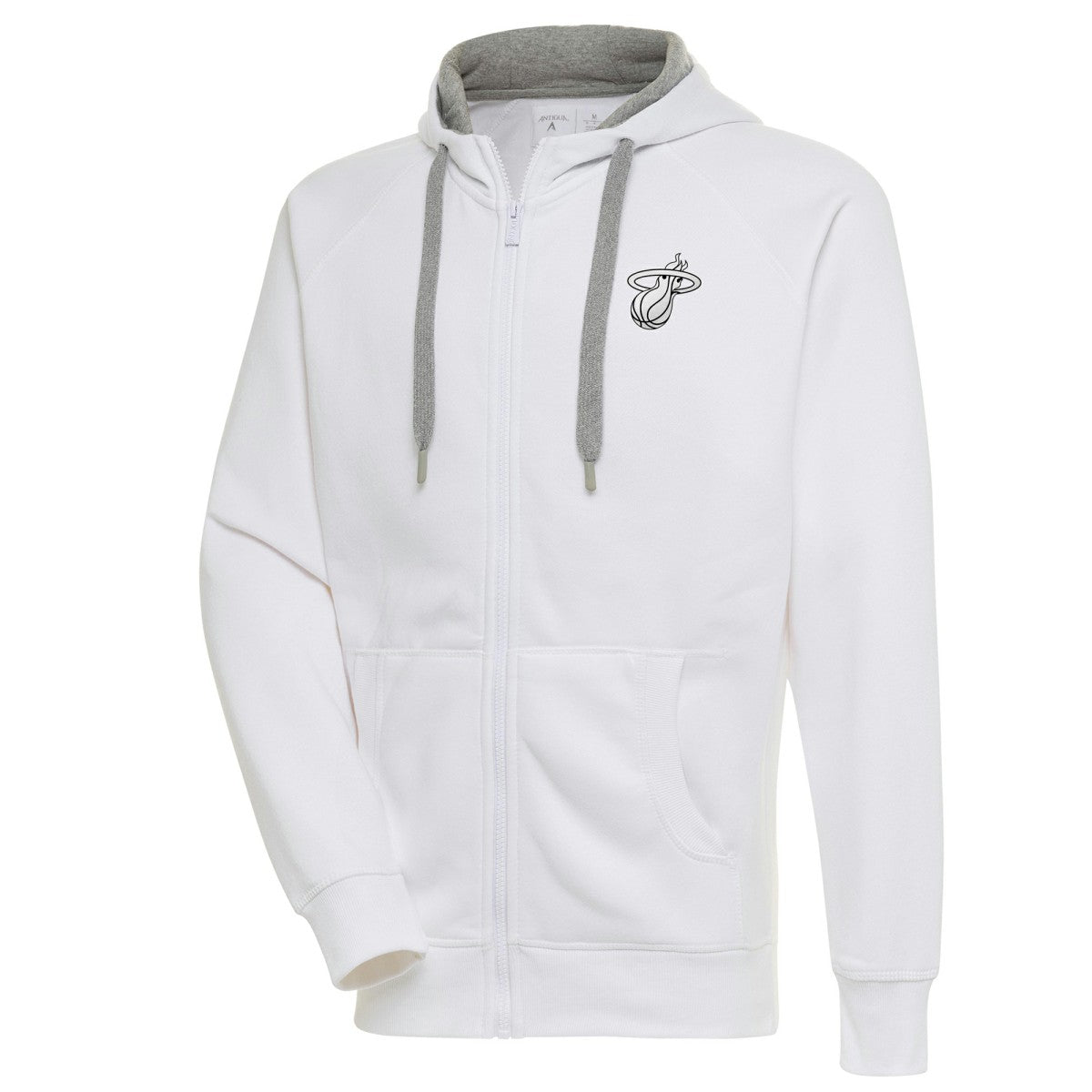 Miami Heat Antigua Metallic Logo Victory Raglan Full-Zip Hoodie - White for sale