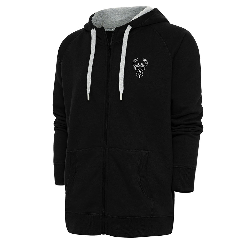 Milwaukee Bucks Antigua Metallic Logo Victory Raglan Full-Zip Hoodie - Black cheap