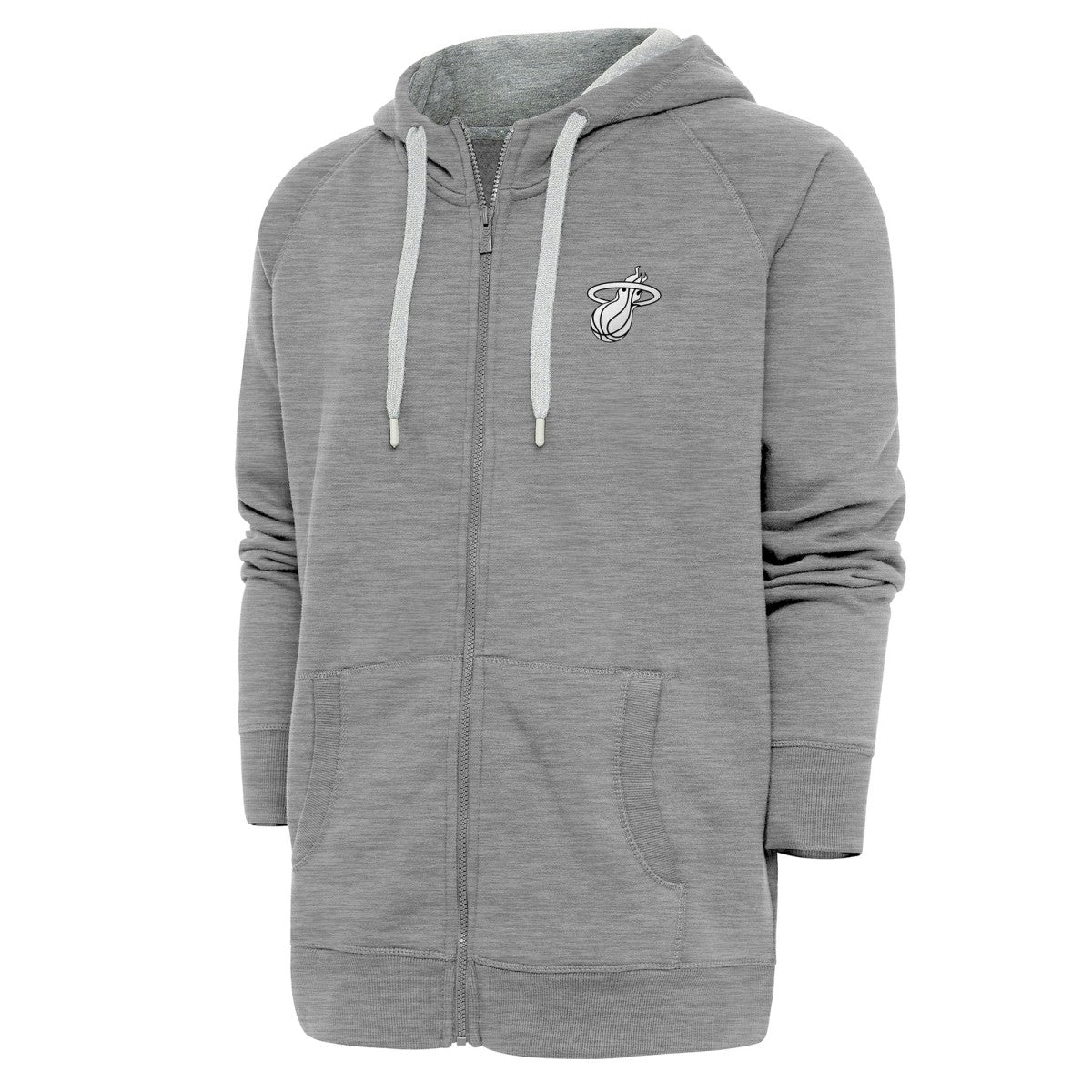 Miami Heat Antigua Metallic Logo Victory Raglan Full-Zip Hoodie - Heather Gray outlet