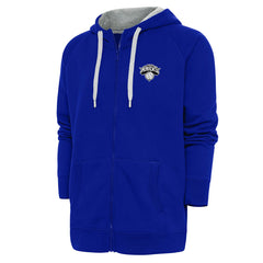 New York Knicks Antigua Metallic Logo Victory Raglan Full-Zip Hoodie - Blue cheap