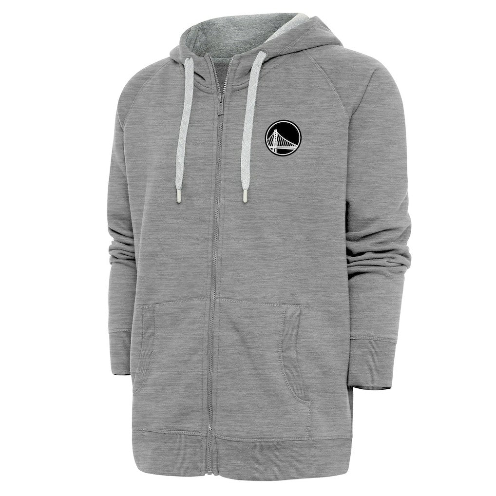 Golden State Warriors Antigua Metallic Logo Victory Raglan Full-Zip Hoodie sale - Heather Gray online