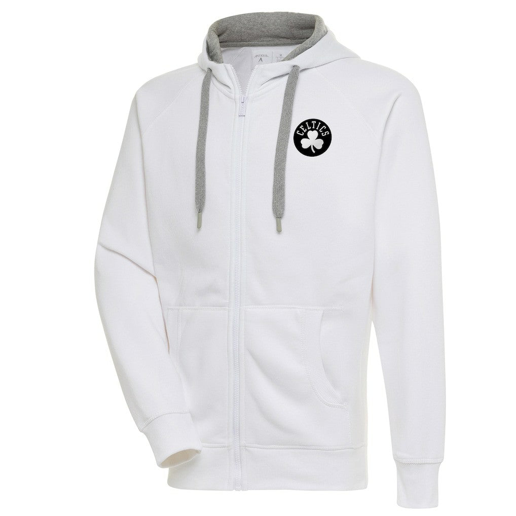Boston Celtics Antigua Metallic Logo Victory Raglan Full-Zip Hoodie - White discount
