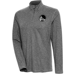 Golden State Warriors Antigua Women's Brushed Metallic Comfort Quarter-Zip Pullover Top - Heather Black for sale