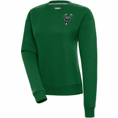 Milwaukee Bucks Antigua Women's Brushed Metallic Victory Pullover Sweatshirt - Hunter Green on sale