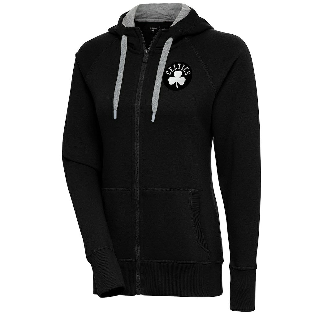 Boston Celtics Antigua Women's Brushed Metallic Victory Full-Zip Hoodie - Black sale