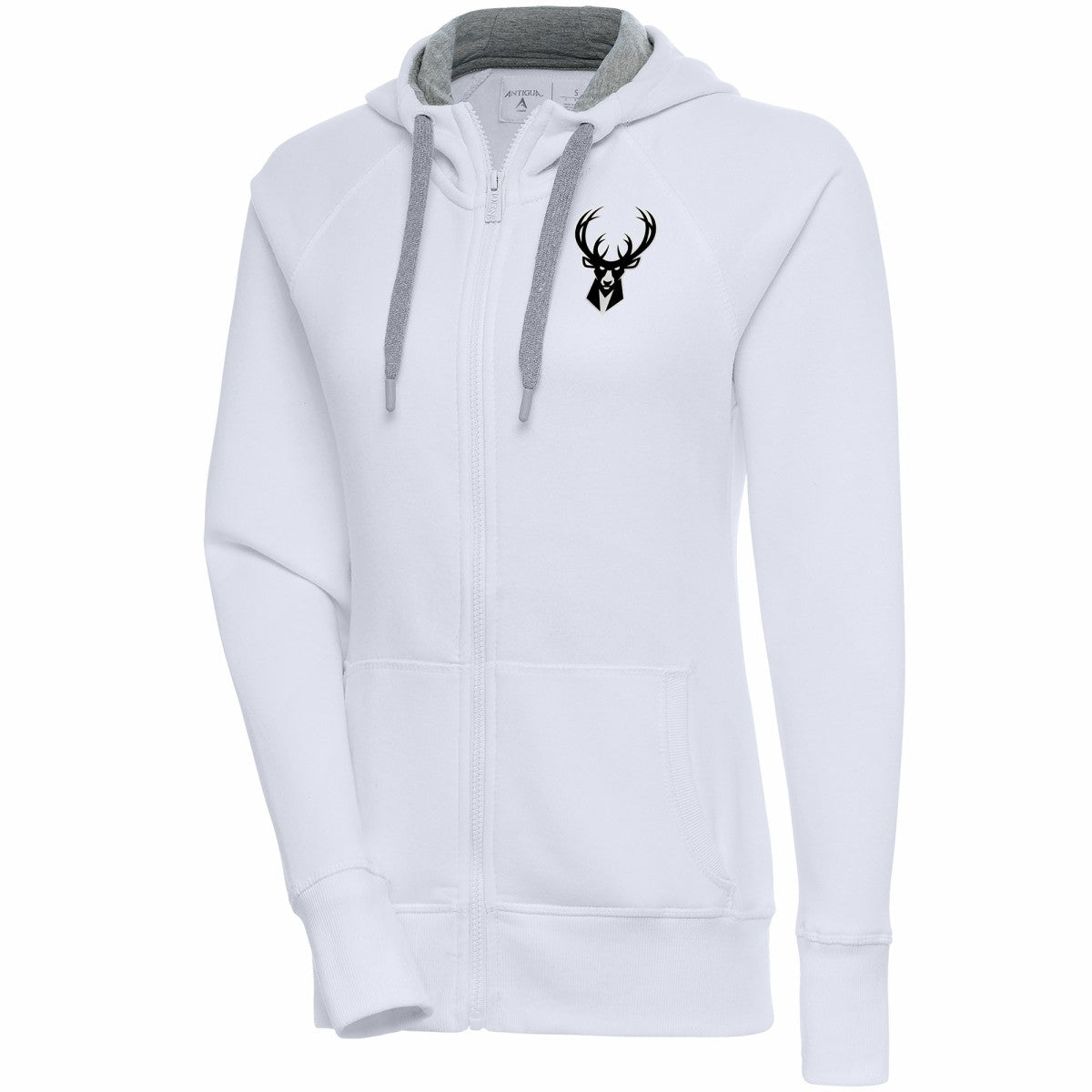 Milwaukee Bucks Antigua Women's Brushed Metallic Victory Full-Zip Hoodie - White shop
