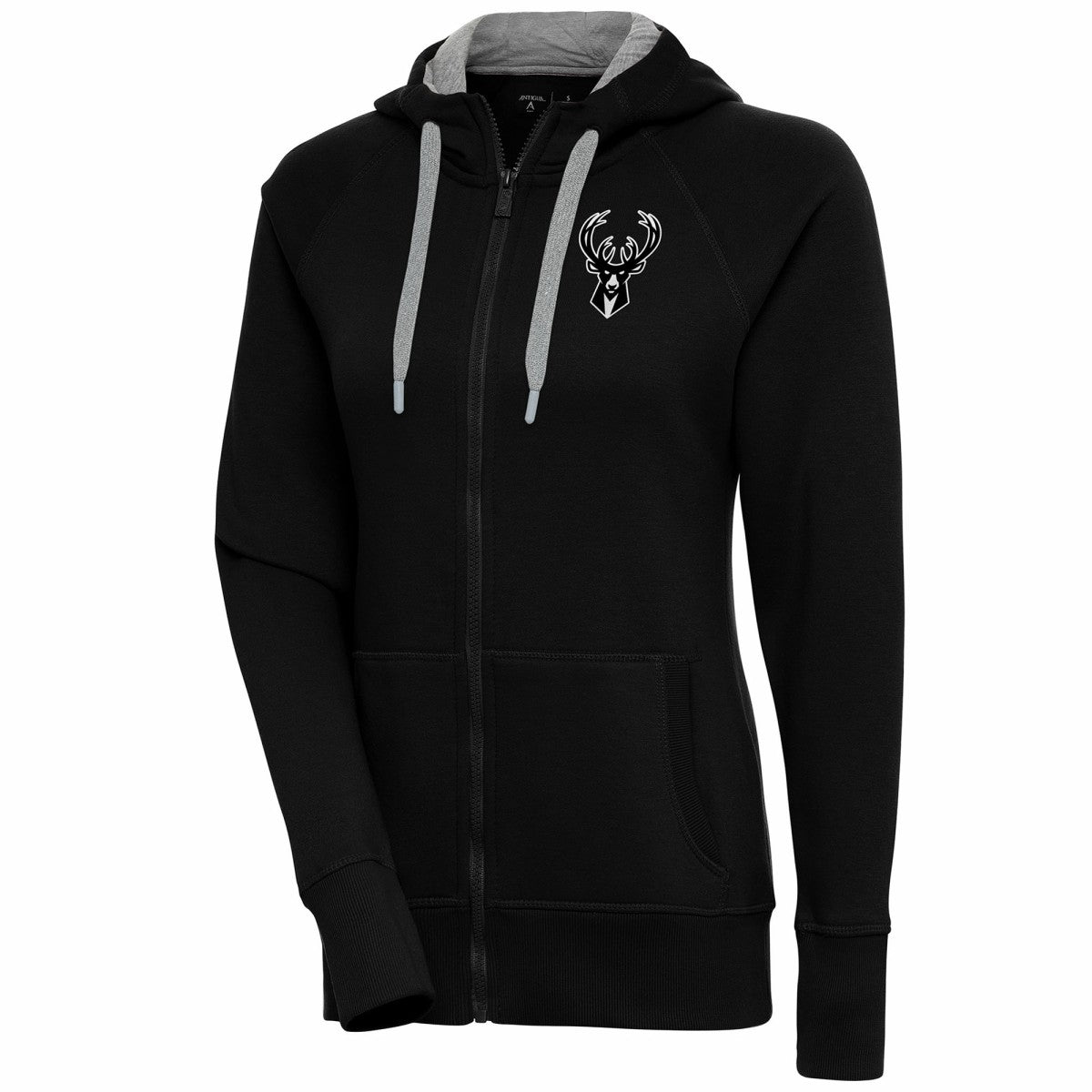 Milwaukee Bucks Antigua Women's Brushed Metallic Victory Full-Zip Hoodie - Black shop