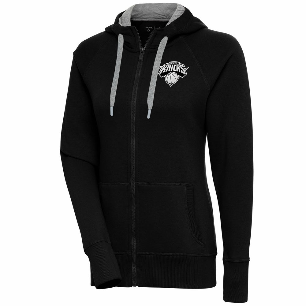 New York Knicks Antigua Women's Brushed Metallic Victory Full-Zip Hoodie - Black outlet