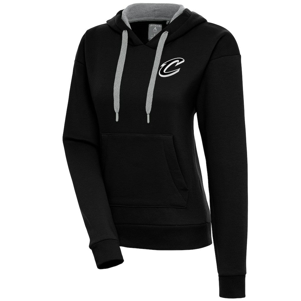 Cleveland Cavaliers Antigua Women's Brushed Metallic Victory Pullover Hoodie - Black for sale