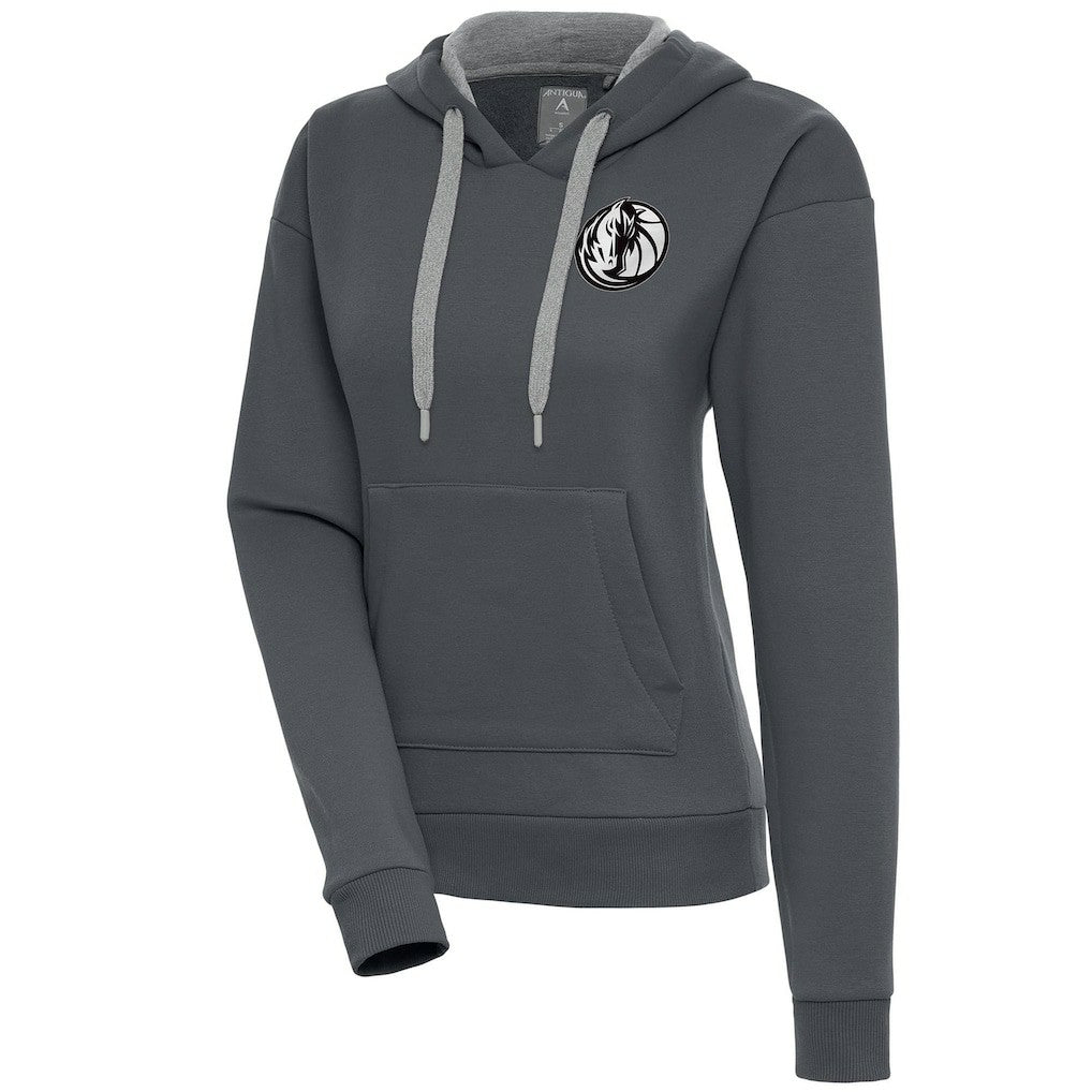 Dallas Mavericks Antigua Women's Brushed Metallic Victory Pullover Hoodie - Charcoal online