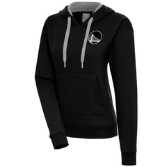Golden State Warriors Antigua Women's Brushed Metallic Victory Pullover Hoodie - Black for sale
