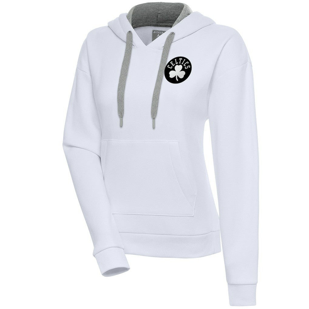Boston Celtics Antigua Women's Brushed Metallic Victory Pullover Hoodie - White sale