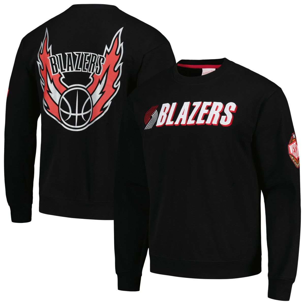 Portland Trail Blazers Hardwood Classics There and Back Pullover Sweatshirt - Black | Mitchell & Ness outlet