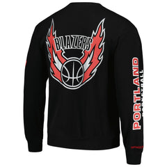 Portland Trail Blazers Hardwood Classics There and Back Pullover Sweatshirt - Black | Mitchell & Ness outlet