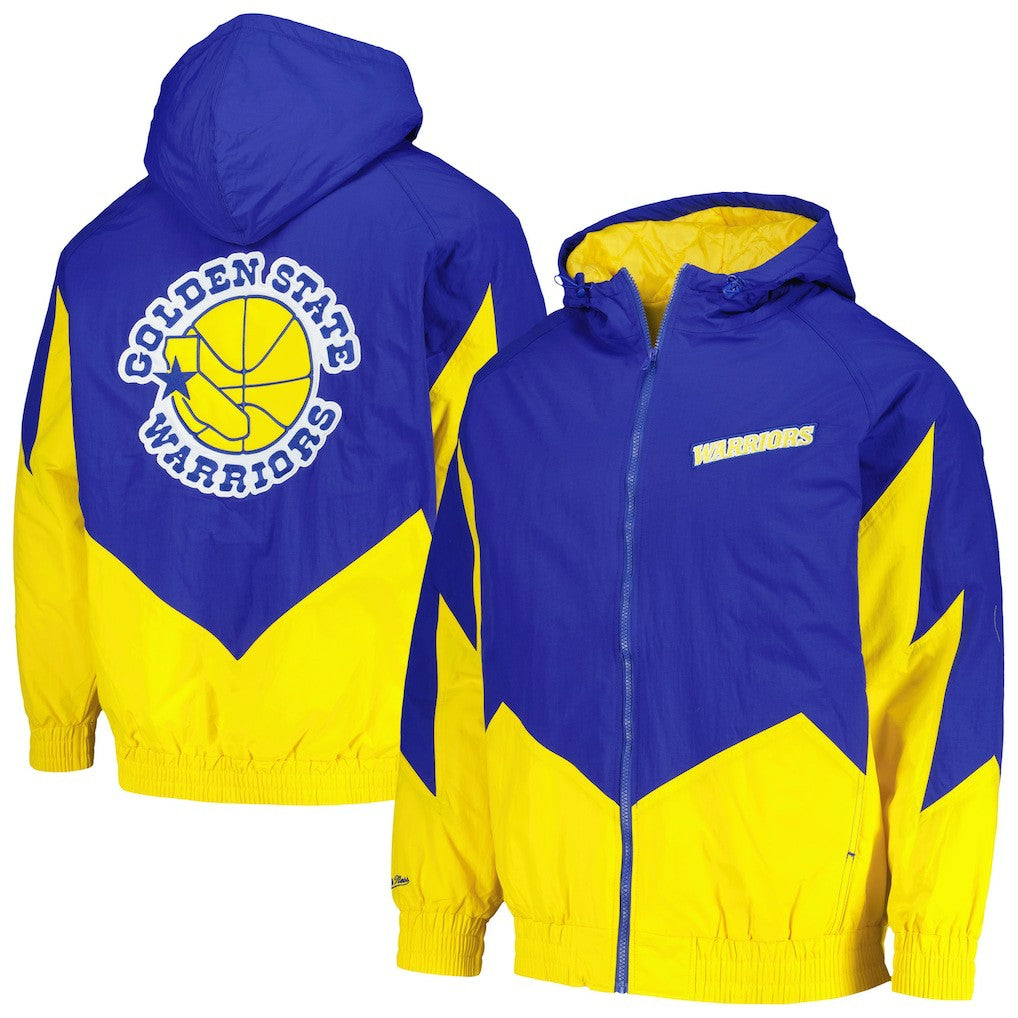 Golden State Warriors Hardwood Classics Retro Quilted Raglan Full-Zip Hoodie sale - Royal | Mitchell & Ness on sale