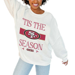 San Francisco 49ers Gameday Couture Women's Oversized Take A Holiday Pullover Sweatshirt - White for sale