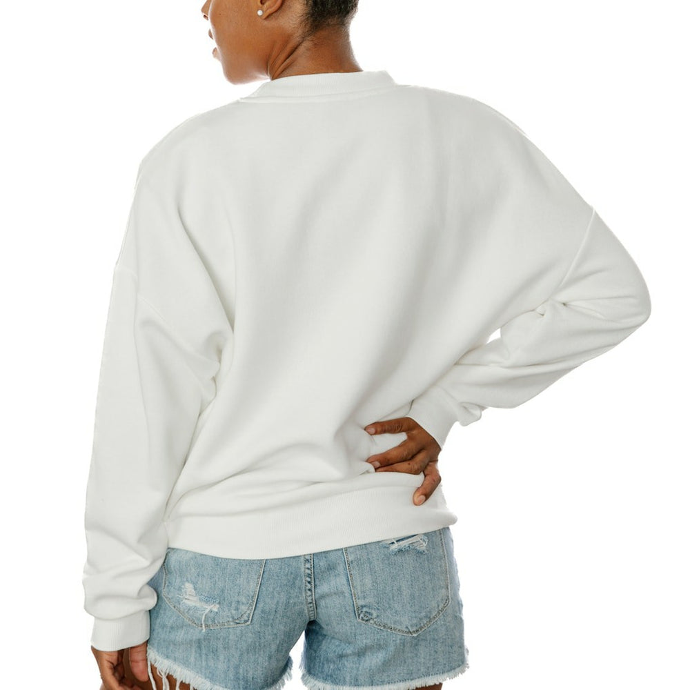 San Francisco 49ers Gameday Couture Women's Oversized Take A Holiday Pullover Sweatshirt - White for sale
