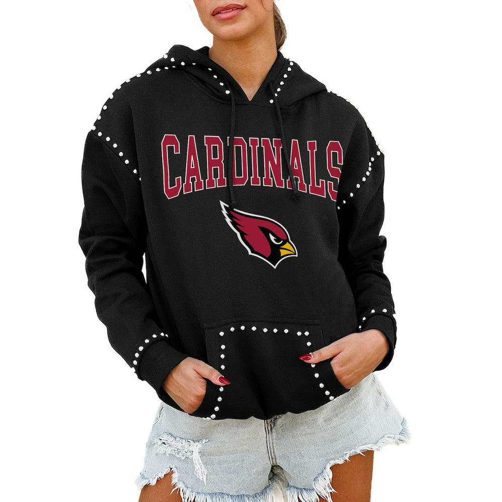 Arizona Cardinals Gameday Couture Women's Oversized Catch the Vibe Studded Pullover Hoodie - Black sale