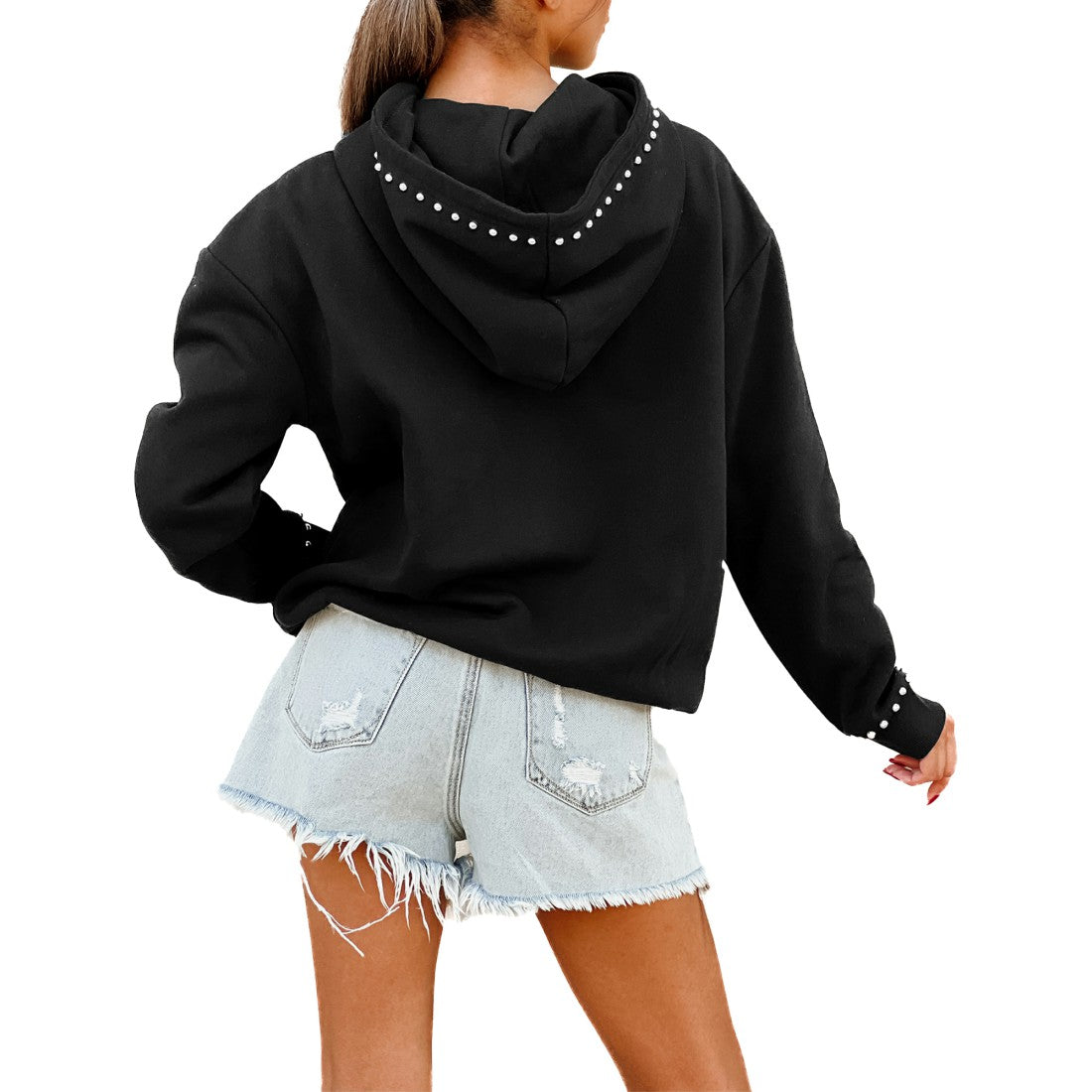 Green Bay Packers Gameday Couture Women's Oversized Catch the Vibe Studded Pullover Hoodie - Black for sale