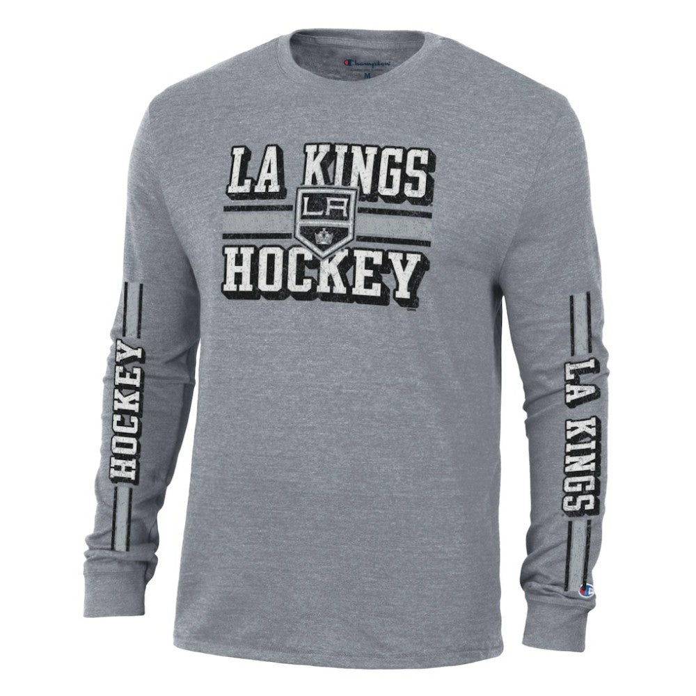 Los Angeles Kings Champion Tri-Blend Dual-Stripe Long Sleeve T-Shirt Heather Gray