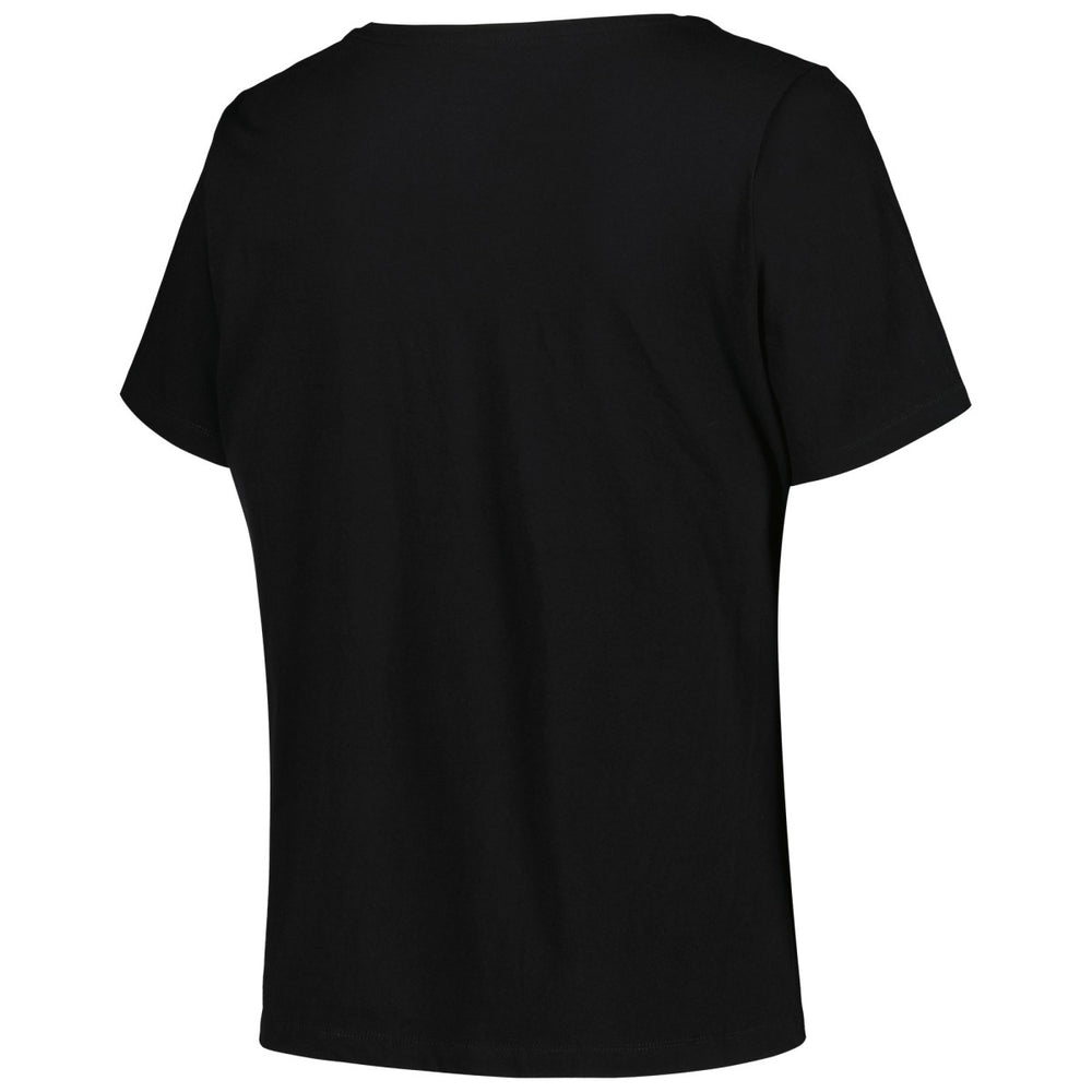 Los Angeles Lakers Profile Women's Plus Size Arch Over Logo V-Neck T-Shirt - Black for sale