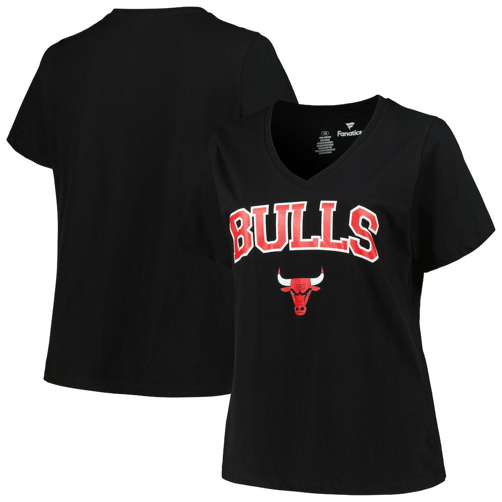 Chicago Bulls Profile Women's Plus Size Arch Over Logo V-Neck T-Shirt sale - Black shop
