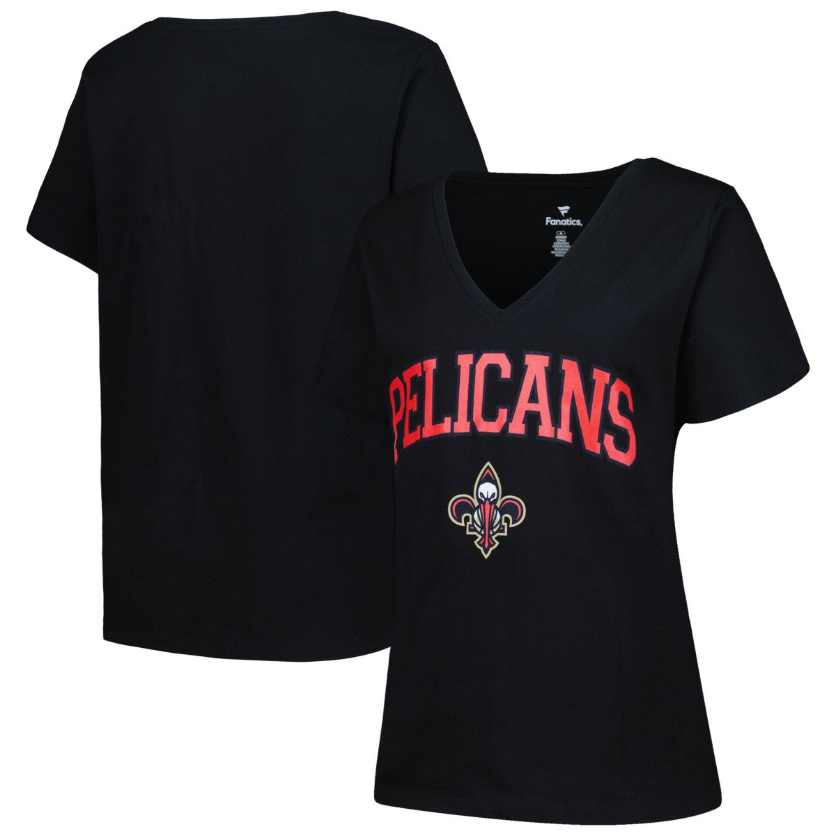 New Orleans Pelicans Profile Women's Plus Size Arch Over Logo V-Neck T-Shirt - Black on sale